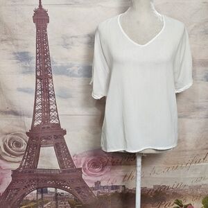 MELISSA NEPTON Cream V-Neck Blouse